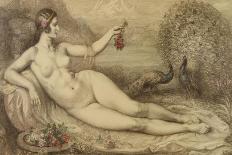 Untitled (Two Female Nudes under a Tree, with a Peacock), (W/C on Cream Wove Paper)-Armand Point-Framed Giclee Print