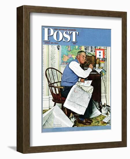 "Armchair General" Saturday Evening Post Cover, April 29,1944-Norman Rockwell-Framed Giclee Print