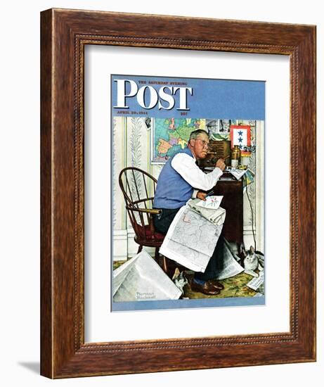 "Armchair General" Saturday Evening Post Cover, April 29,1944-Norman Rockwell-Framed Giclee Print