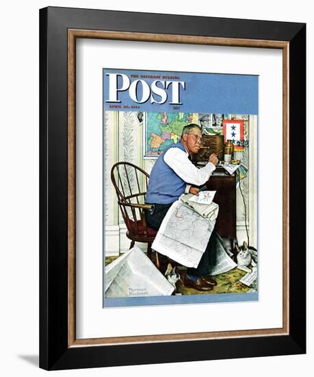 "Armchair General" Saturday Evening Post Cover, April 29,1944-Norman Rockwell-Framed Giclee Print