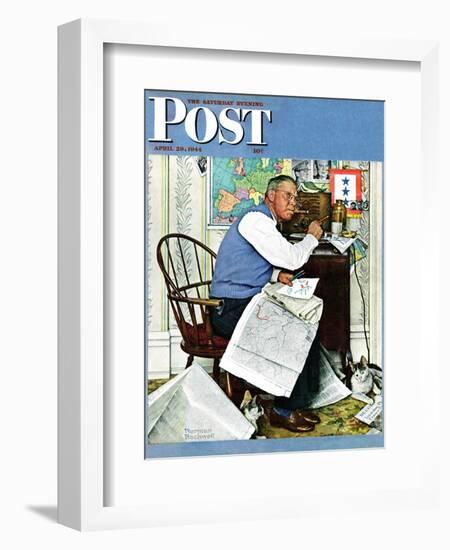 "Armchair General" Saturday Evening Post Cover, April 29,1944-Norman Rockwell-Framed Giclee Print