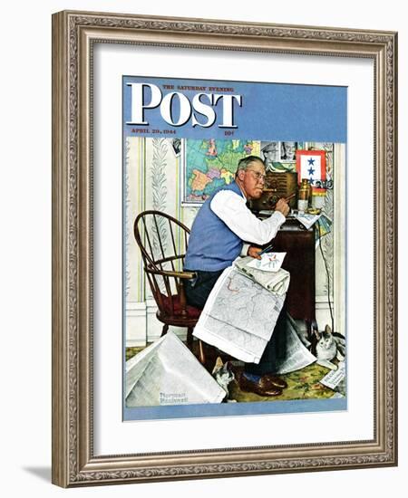 "Armchair General" Saturday Evening Post Cover, April 29,1944-Norman Rockwell-Framed Giclee Print