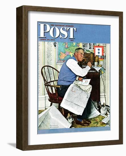 "Armchair General" Saturday Evening Post Cover, April 29,1944-Norman Rockwell-Framed Giclee Print