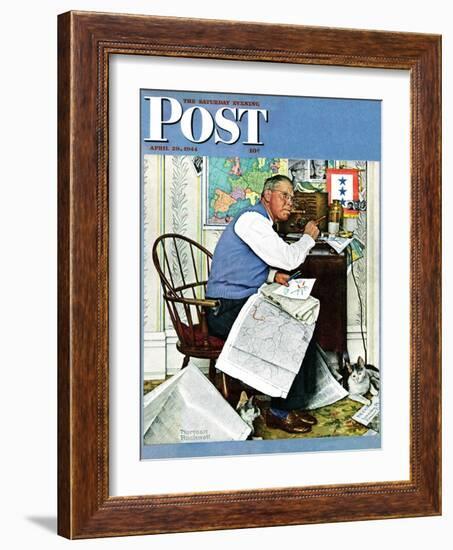 "Armchair General" Saturday Evening Post Cover, April 29,1944-Norman Rockwell-Framed Giclee Print