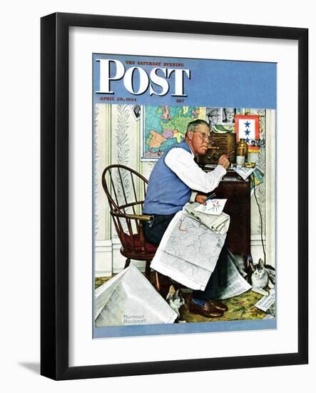 "Armchair General" Saturday Evening Post Cover, April 29,1944-Norman Rockwell-Framed Giclee Print