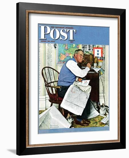 "Armchair General" Saturday Evening Post Cover, April 29,1944-Norman Rockwell-Framed Giclee Print