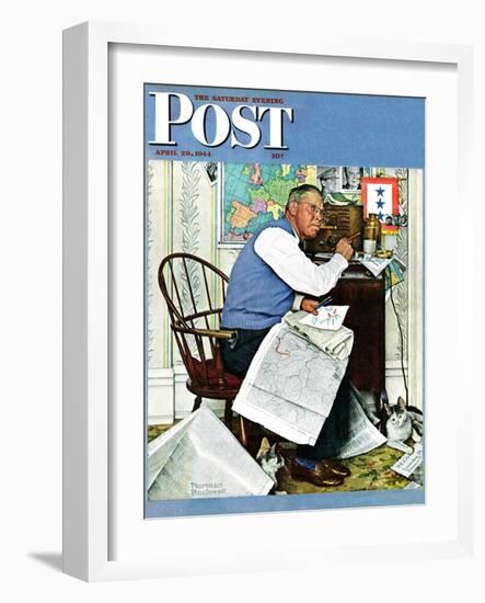 "Armchair General" Saturday Evening Post Cover, April 29,1944-Norman Rockwell-Framed Giclee Print