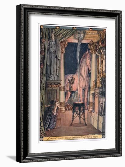 Armed Men Were Descending by a Rope-Herbert Cole-Framed Giclee Print