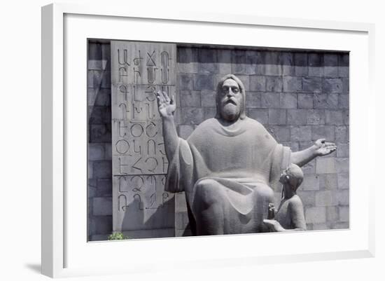 Armenia, Erewan, Statue of Mesrop Mashtots in Mesrop Mashtots Institute of Ancient Manuscripts-null-Framed Giclee Print