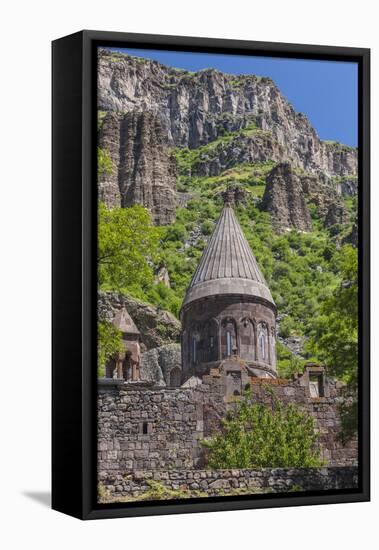 Armenia, Geghard. Geghard Monastery, Surp Astvatsatsin Church, 13th century.-Walter Bibikow-Framed Premier Image Canvas