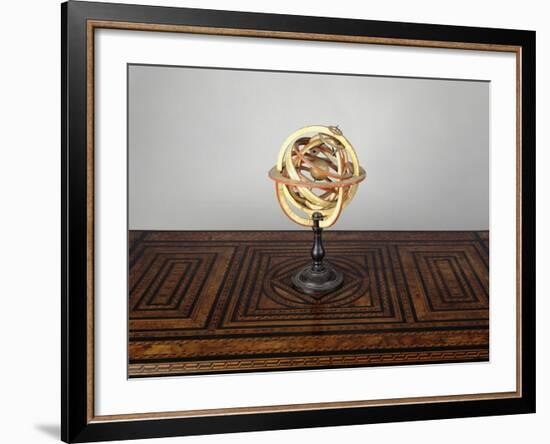 Armillary Sphere, Wood and Paper, Italy-null-Framed Giclee Print