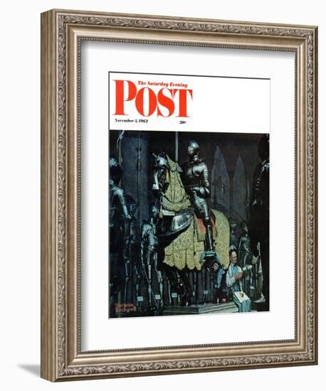 "Armor" Saturday Evening Post Cover, November 3,1962-Norman Rockwell-Framed Giclee Print