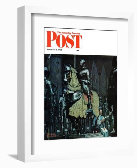 "Armor" Saturday Evening Post Cover, November 3,1962-Norman Rockwell-Framed Giclee Print