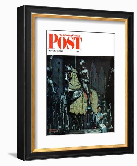 "Armor" Saturday Evening Post Cover, November 3,1962-Norman Rockwell-Framed Giclee Print