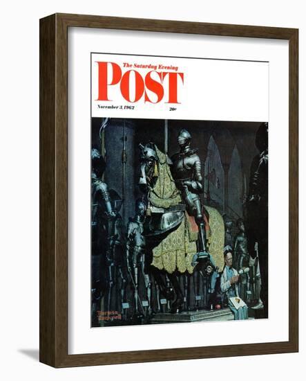 "Armor" Saturday Evening Post Cover, November 3,1962-Norman Rockwell-Framed Giclee Print