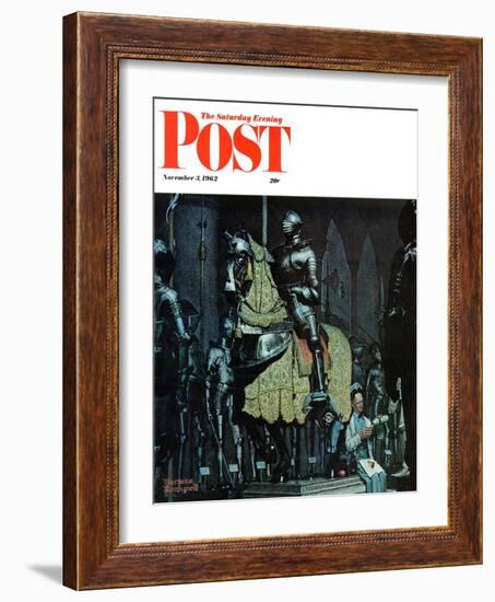 "Armor" Saturday Evening Post Cover, November 3,1962-Norman Rockwell-Framed Giclee Print