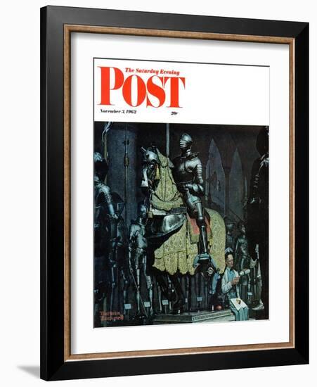 "Armor" Saturday Evening Post Cover, November 3,1962-Norman Rockwell-Framed Giclee Print