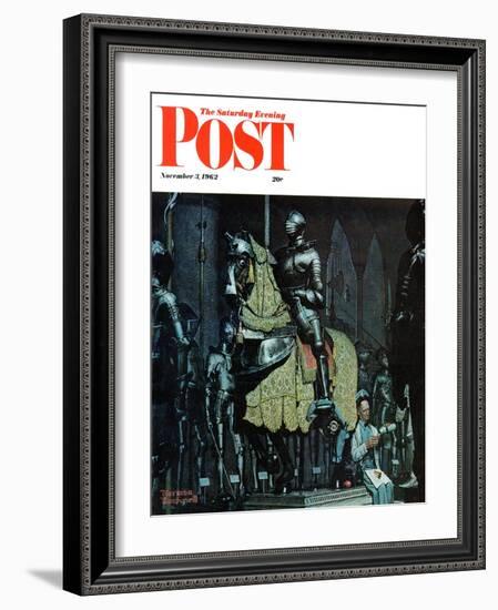 "Armor" Saturday Evening Post Cover, November 3,1962-Norman Rockwell-Framed Giclee Print