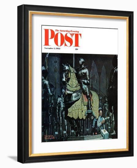 "Armor" Saturday Evening Post Cover, November 3,1962-Norman Rockwell-Framed Giclee Print