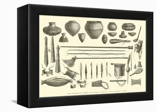 Arms, Earthenware Vessels, and Household Utensils of the Chontaquiro Indians-Édouard Riou-Framed Premier Image Canvas