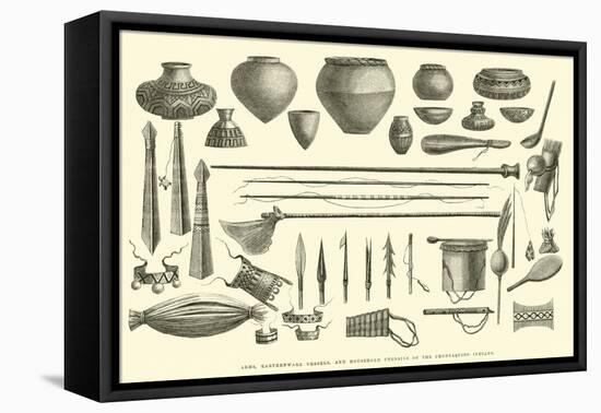 Arms, Earthenware Vessels, and Household Utensils of the Chontaquiro Indians-Édouard Riou-Framed Premier Image Canvas