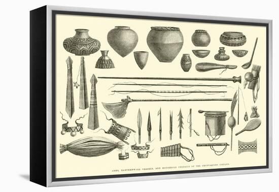 Arms, Earthenware Vessels, and Household Utensils of the Chontaquiro Indians-Édouard Riou-Framed Premier Image Canvas