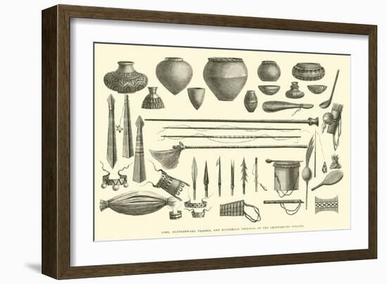 Arms, Earthenware Vessels, and Household Utensils of the Chontaquiro Indians-Édouard Riou-Framed Giclee Print