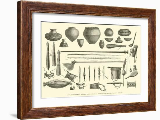 Arms, Earthenware Vessels, and Household Utensils of the Chontaquiro Indians-Édouard Riou-Framed Giclee Print