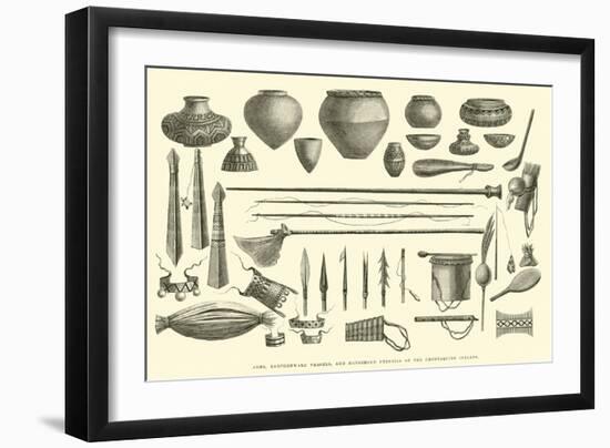 Arms, Earthenware Vessels, and Household Utensils of the Chontaquiro Indians-Édouard Riou-Framed Giclee Print