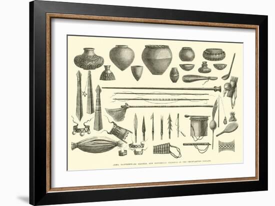 Arms, Earthenware Vessels, and Household Utensils of the Chontaquiro Indians-Édouard Riou-Framed Giclee Print