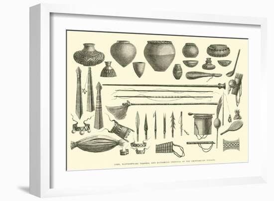 Arms, Earthenware Vessels, and Household Utensils of the Chontaquiro Indians-Édouard Riou-Framed Giclee Print