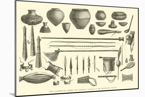 Arms, Earthenware Vessels, and Household Utensils of the Chontaquiro Indians-Édouard Riou-Mounted Giclee Print