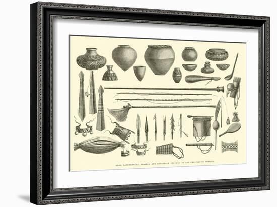 Arms, Earthenware Vessels, and Household Utensils of the Chontaquiro Indians-Édouard Riou-Framed Giclee Print