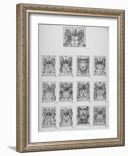 Arms of the Twelve Chief City Livery Companies Surmounted by the Arms of the City of London, 1667-Wenceslaus Hollar-Framed Giclee Print