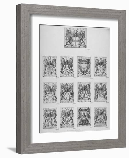 Arms of the Twelve Chief City Livery Companies Surmounted by the Arms of the City of London, 1667-Wenceslaus Hollar-Framed Giclee Print