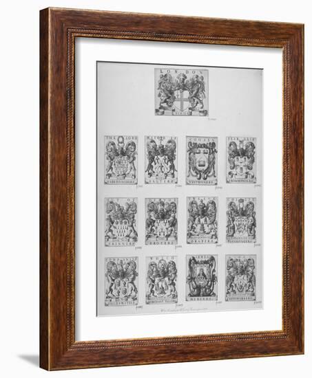 Arms of the Twelve Chief City Livery Companies Surmounted by the Arms of the City of London, 1667-Wenceslaus Hollar-Framed Giclee Print