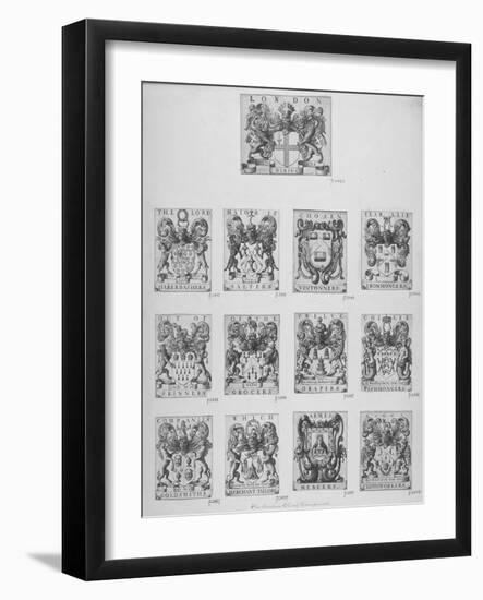 Arms of the Twelve Chief City Livery Companies Surmounted by the Arms of the City of London, 1667-Wenceslaus Hollar-Framed Giclee Print