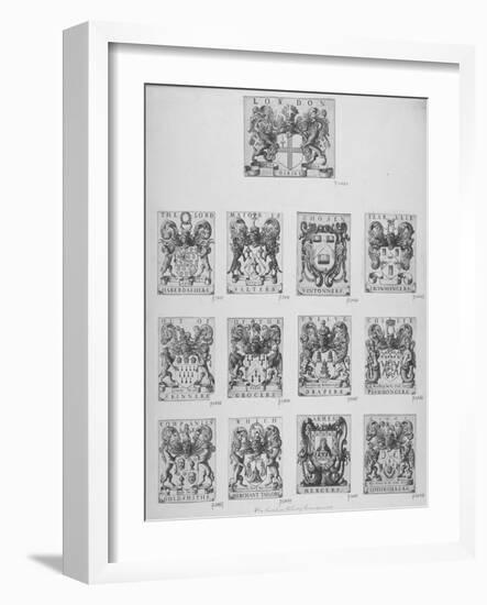 Arms of the Twelve Chief City Livery Companies Surmounted by the Arms of the City of London, 1667-Wenceslaus Hollar-Framed Giclee Print