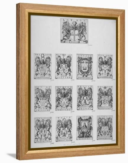 Arms of the Twelve Chief City Livery Companies Surmounted by the Arms of the City of London, 1667-Wenceslaus Hollar-Framed Premier Image Canvas