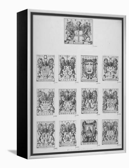 Arms of the Twelve Chief City Livery Companies Surmounted by the Arms of the City of London, 1667-Wenceslaus Hollar-Framed Premier Image Canvas