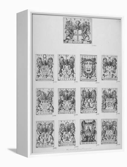 Arms of the Twelve Chief City Livery Companies Surmounted by the Arms of the City of London, 1667-Wenceslaus Hollar-Framed Premier Image Canvas