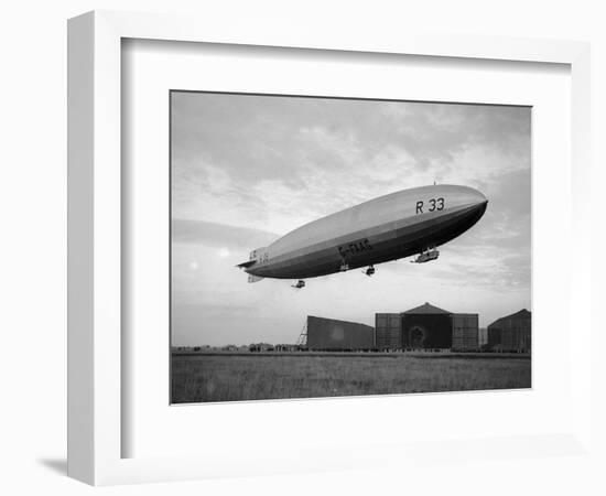 Armstrong Whitworth R33 Airship Outside the Hangars at Pulham in Norfolk, April 1925--Framed Photographic Print