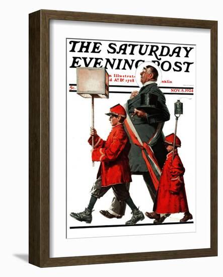 "Army March" or "Grand Reception" Saturday Evening Post Cover, November 8,1924-Norman Rockwell-Framed Giclee Print