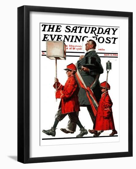 "Army March" or "Grand Reception" Saturday Evening Post Cover, November 8,1924-Norman Rockwell-Framed Giclee Print