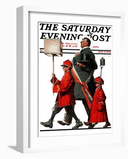 "Army March" or "Grand Reception" Saturday Evening Post Cover, November 8,1924-Norman Rockwell-Framed Giclee Print