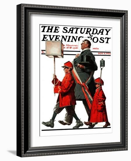 "Army March" or "Grand Reception" Saturday Evening Post Cover, November 8,1924-Norman Rockwell-Framed Giclee Print