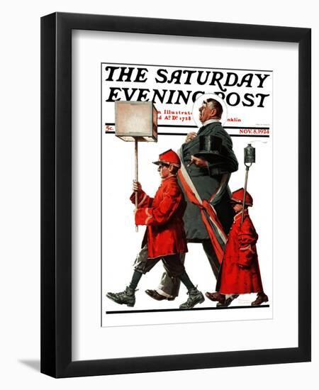 "Army March" or "Grand Reception" Saturday Evening Post Cover, November 8,1924-Norman Rockwell-Framed Giclee Print