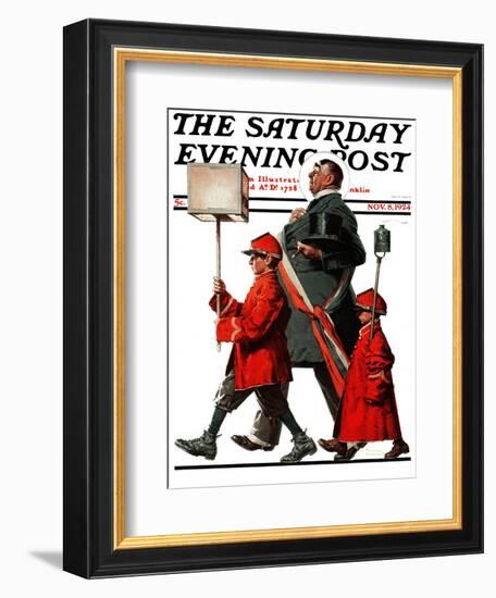 "Army March" or "Grand Reception" Saturday Evening Post Cover, November 8,1924-Norman Rockwell-Framed Giclee Print