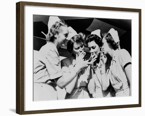 Army Nurses Lighting Up their Cigarettes in 1947-null-Framed Photo