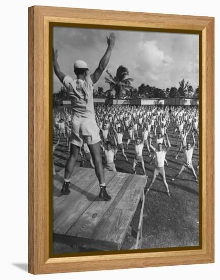 Army Recruits Doing Calisthenics-Myron Davis-Framed Premier Image Canvas